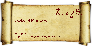 Koda Ágnes névjegykártya